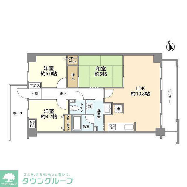 センチュリー国立(3LDK/4階)の間取り写真