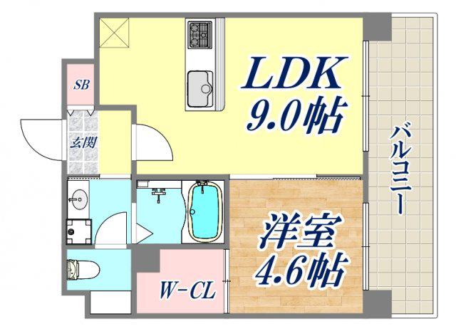 サンライト割塚(1LDK/10階)の間取り写真