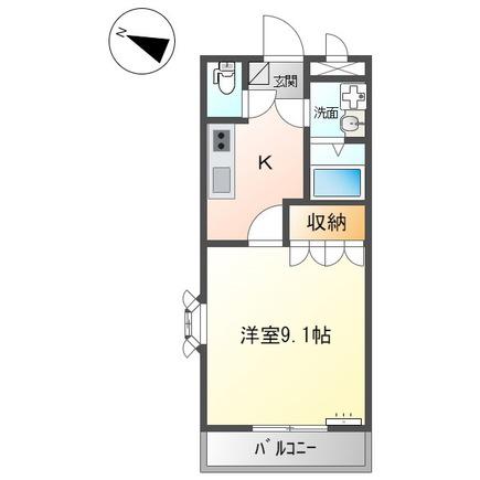 カームヒル(1K/1階)の間取り写真