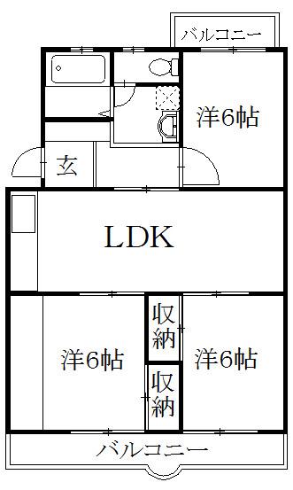 マイシャトー国府台(3LDK/1階)の間取り写真