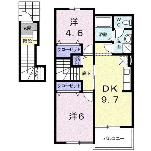 レジデンスSK(2DK/2階)の間取り写真