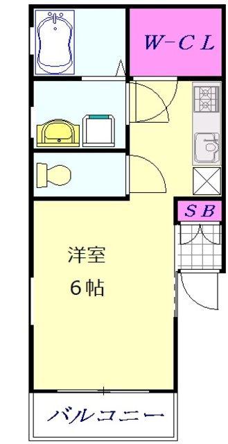 プチィフルール(ワンルーム/2階)の間取り写真