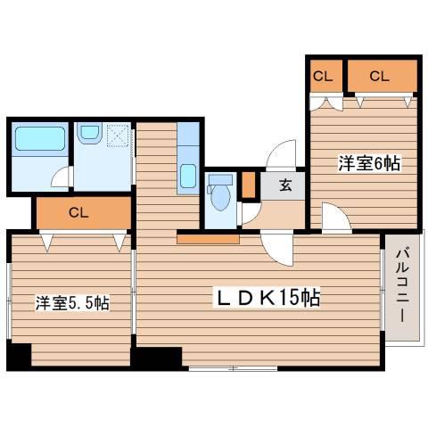 アルパ琴似(2LDK/4階)の間取り写真