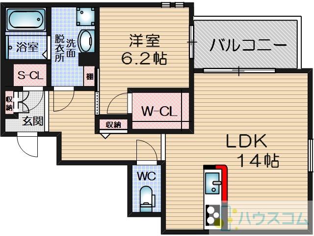 ホークレスト(1LDK/2階)の間取り写真