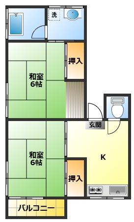 小杉陣屋町二丁目(2K/2階)の間取り写真