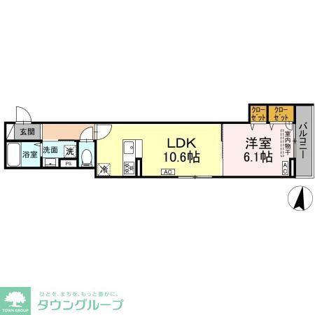 セレスティア向山(1LDK/2階)の間取り写真