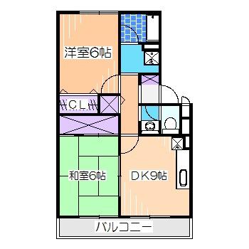 グランディールしののめ(2DK/1階)の間取り写真