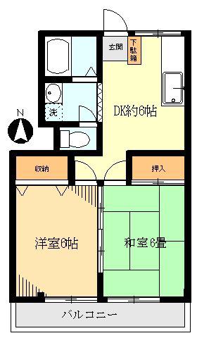 TOMAマンション(2DK/3階)の間取り写真