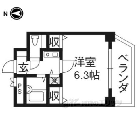 プレサンス京都駅前(1K/3階)の間取り写真