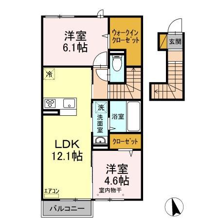 ピースウッド Ⅰ(2LDK/2階)の間取り写真