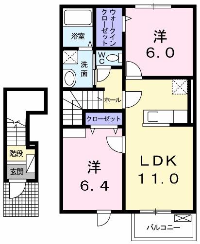 セゾン ジェルメ II(2LDK/2階)の間取り写真