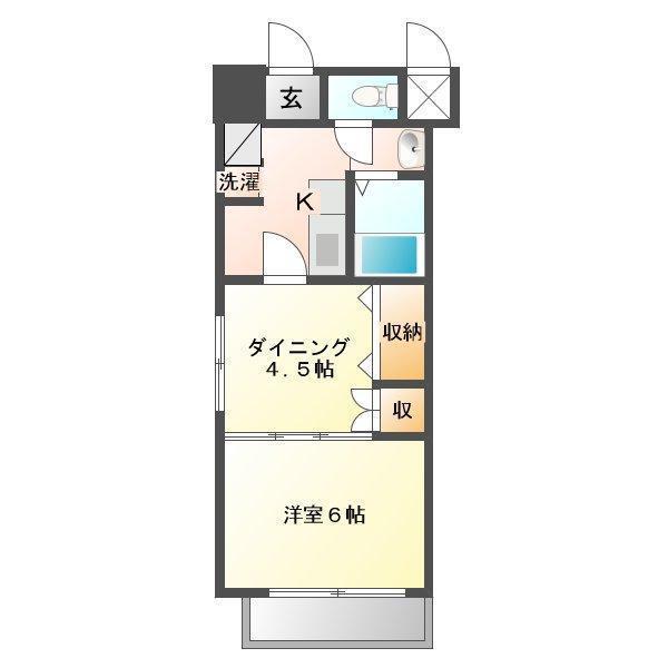 ハートレイクマンション(1DK/3階)の間取り写真