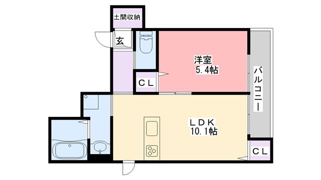 ツイン・ベレオII(1LDK/1階)の間取り写真