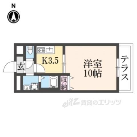 アムール野村Ⅲ(1K/2階)の間取り写真