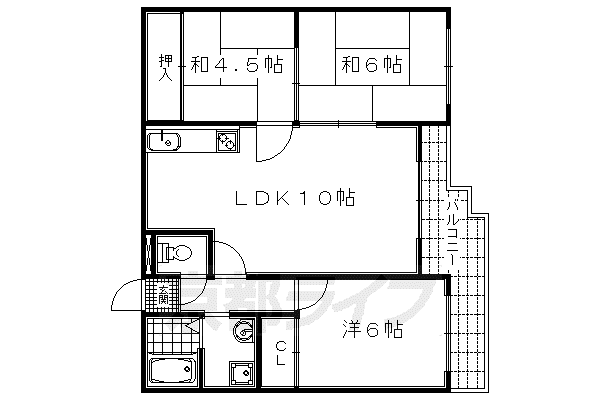 シベール青殿(3LDK/4階)の間取り写真