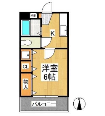 オークヒルズ(1K/2階)の間取り写真