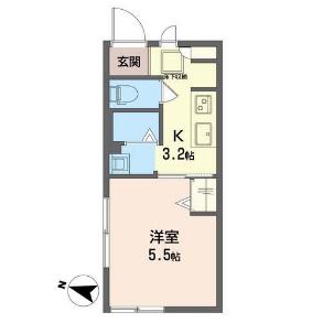 アパルトマン逆井(1K/1階)の間取り写真