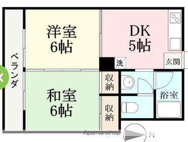 コーポあおき1(2DK/3階)の間取り写真