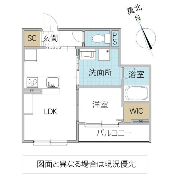 リベルテ水戸新荘(1LDK/1階)の間取り写真