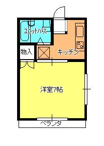 コーポピアII(1K/1階)の間取り写真