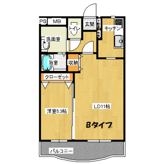 ポラリス(1LDK/4階)の間取り写真