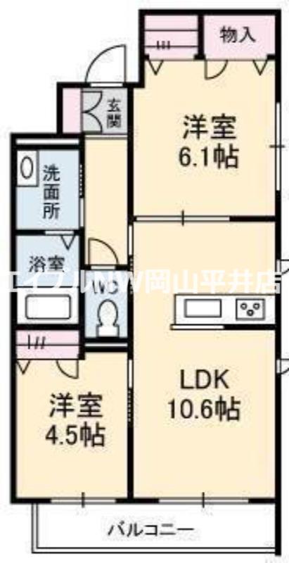 エストガーデン(2LDK/3階)の間取り写真