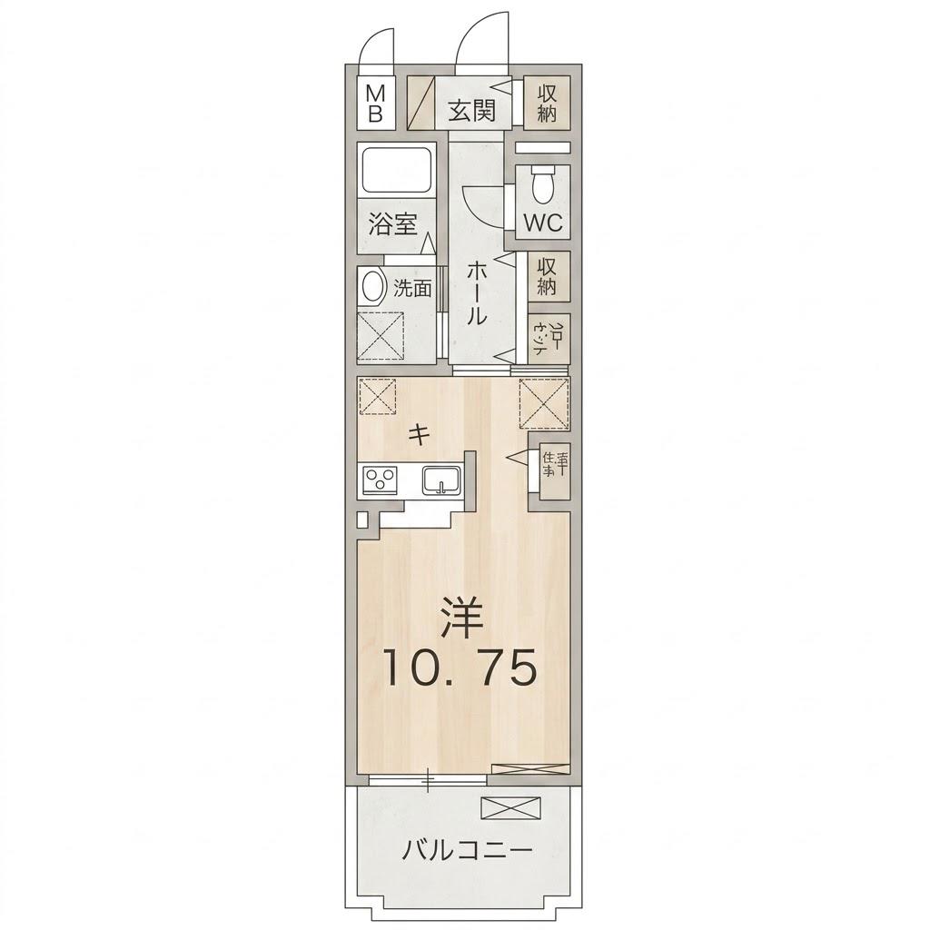 地下鉄四つ橋線 北加賀屋駅 徒歩8分 3階建 築14年(ワンルーム/2階)の間取り写真