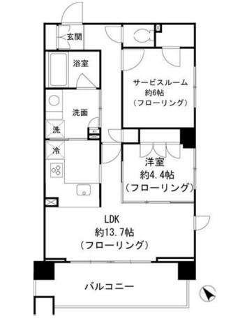 ハルグラン若葉台(2LDK/2階)の間取り写真