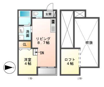 コンフォート(1LDK/1階)の間取り写真