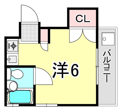 MSCOURT西宮仁川町(ワンルーム/3階)の間取り写真