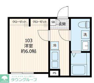リオグレイス鴻巣(1K/1階)の間取り写真