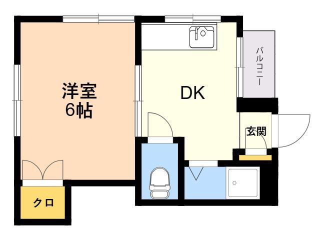 山荘ヴィラ(1DK/1階)の間取り写真