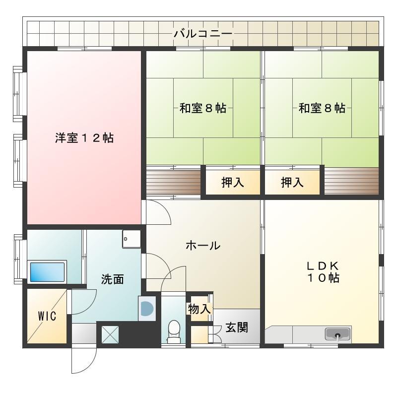 ハイムネモト(3LDK/3階)の間取り写真