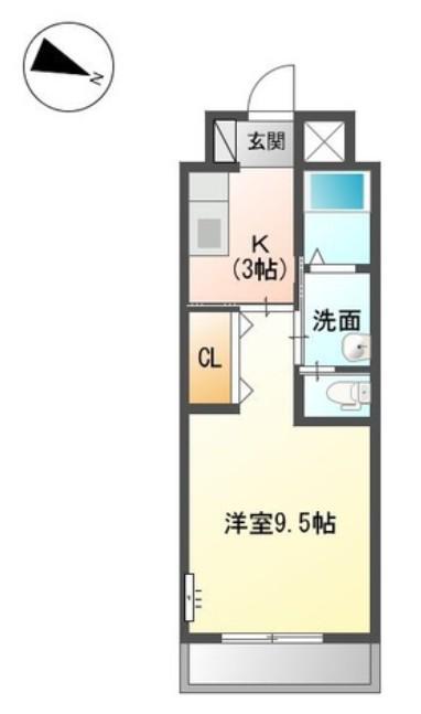 ベルモンターニュ(1K/5階)の間取り写真