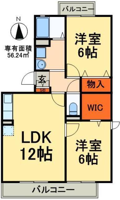 ルノワール瑞穂Ⅲ(2LDK/3階)の間取り写真