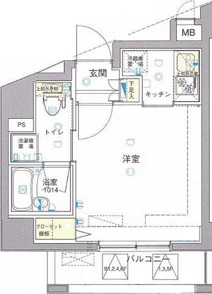 ワイズ ル・リオン新宿中井 8/5退 ペット・シェア可 常時ゴミ出可(1K/7階)の間取り写真