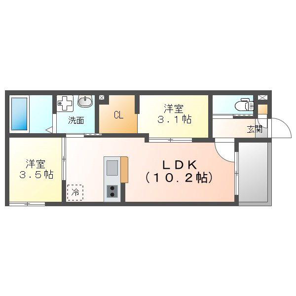 REGALEST野並(2LDK/2階)の間取り写真
