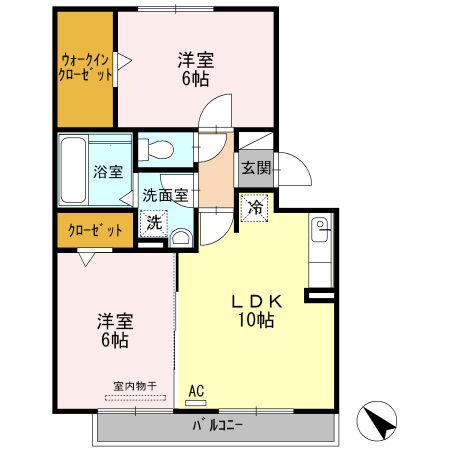 ＪＲ東海道本線 岡崎駅 バス乗車時間：7分 最寄りバス停で下車 徒歩4分 3階建 築16年(2LDK/1階)の間取り写真