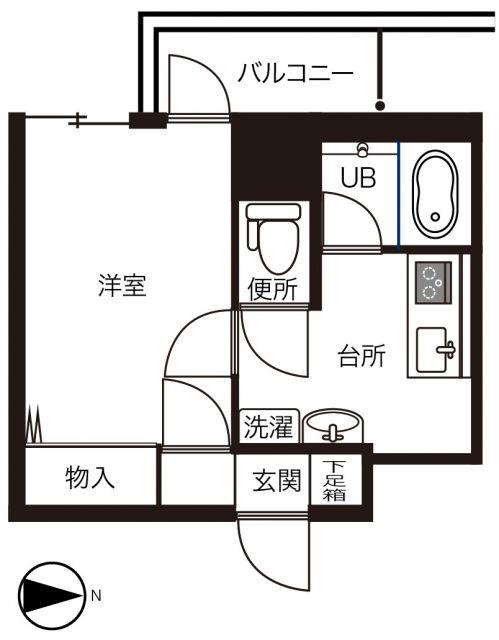 パリ・シャトー本町(1K/3階)の間取り写真