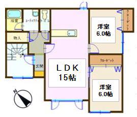 アクアプラネット(2LDK/1階)の間取り写真