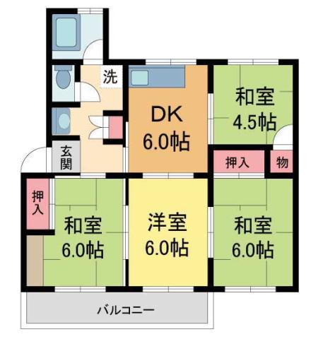 清和台団地22号棟(4DK/3階)の間取り写真