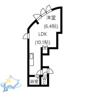 キラメック知事公館I・II(1LDK/2階)の間取り写真