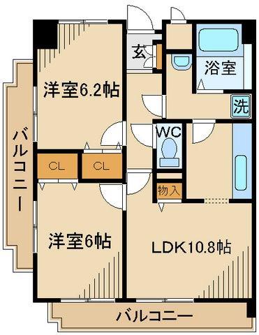 フリーデB(2LDK/1階)の間取り写真