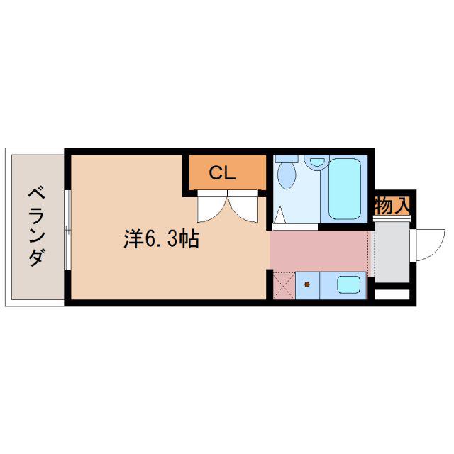ピュアハウス(ワンルーム/2階)の間取り写真