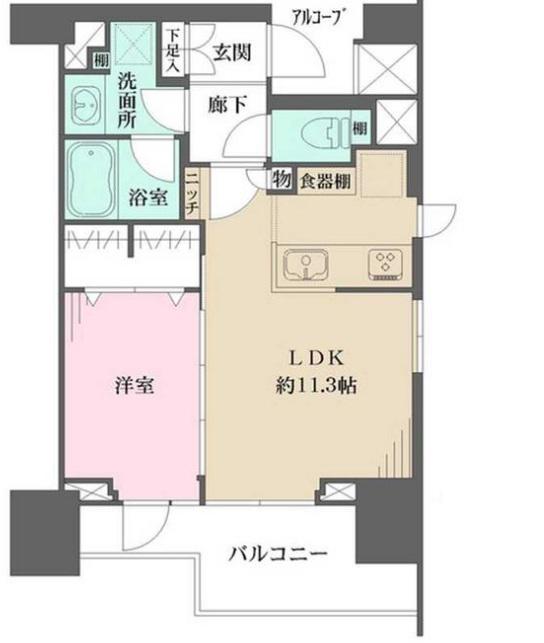 イニシア上野根岸(1LDK/10階)の間取り写真