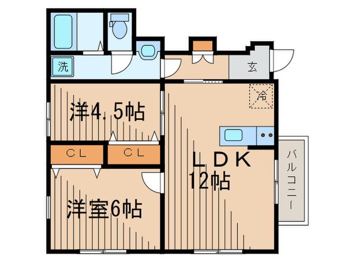 OLIVE HOUSE AMARI(2LDK/1階)の間取り写真