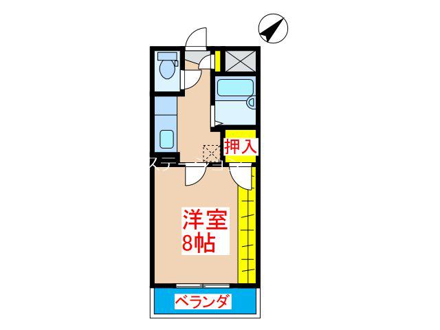 ハイアット21中央(1K/2階)の間取り写真