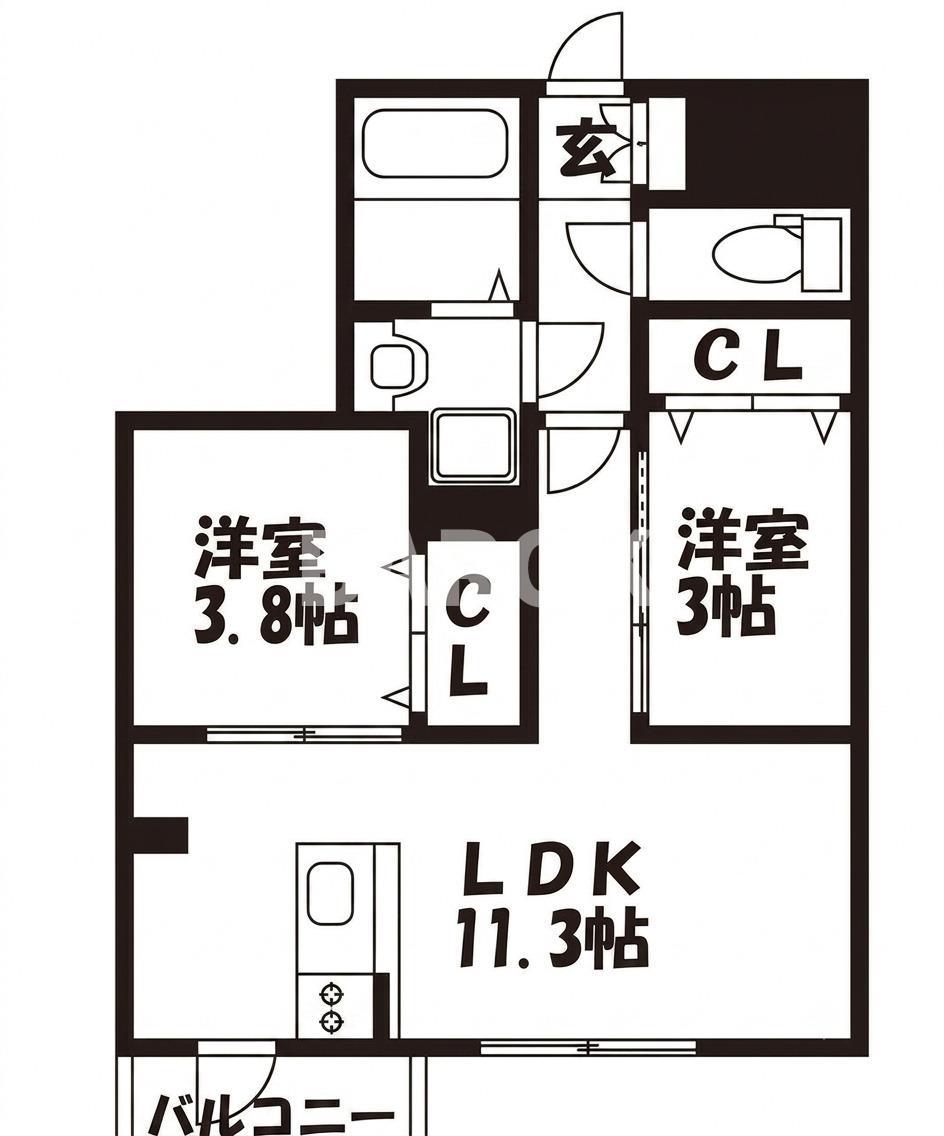 BLUECROSS西公園(2LDK/9階)の間取り写真
