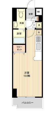 レジディア仙台本町(ワンルーム/14階)の間取り写真