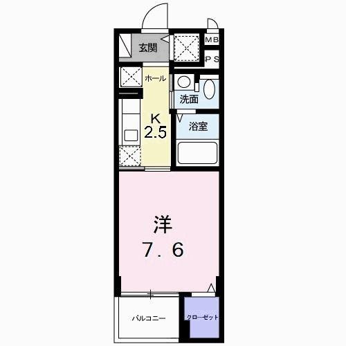 カーサソーレ(1K/3階)の間取り写真